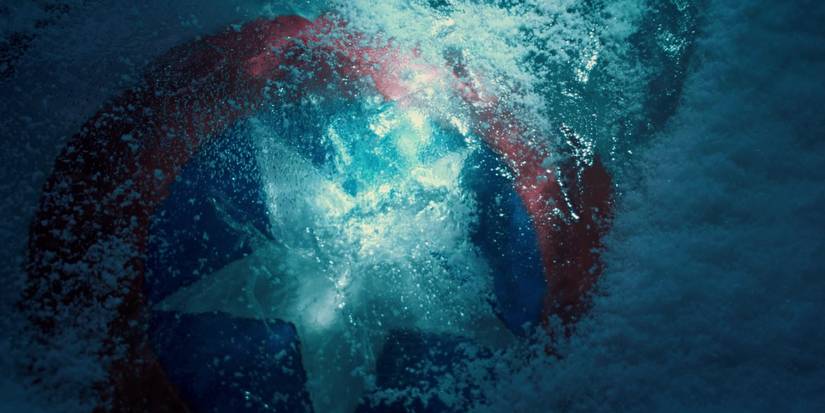 Captain America's shield being found in ice in Captain America: The First Avenger