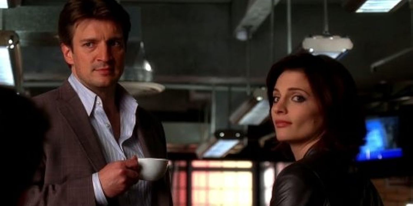 Castle e Beckett no episódio da 1ª temporada de Castle, A Death In The Family