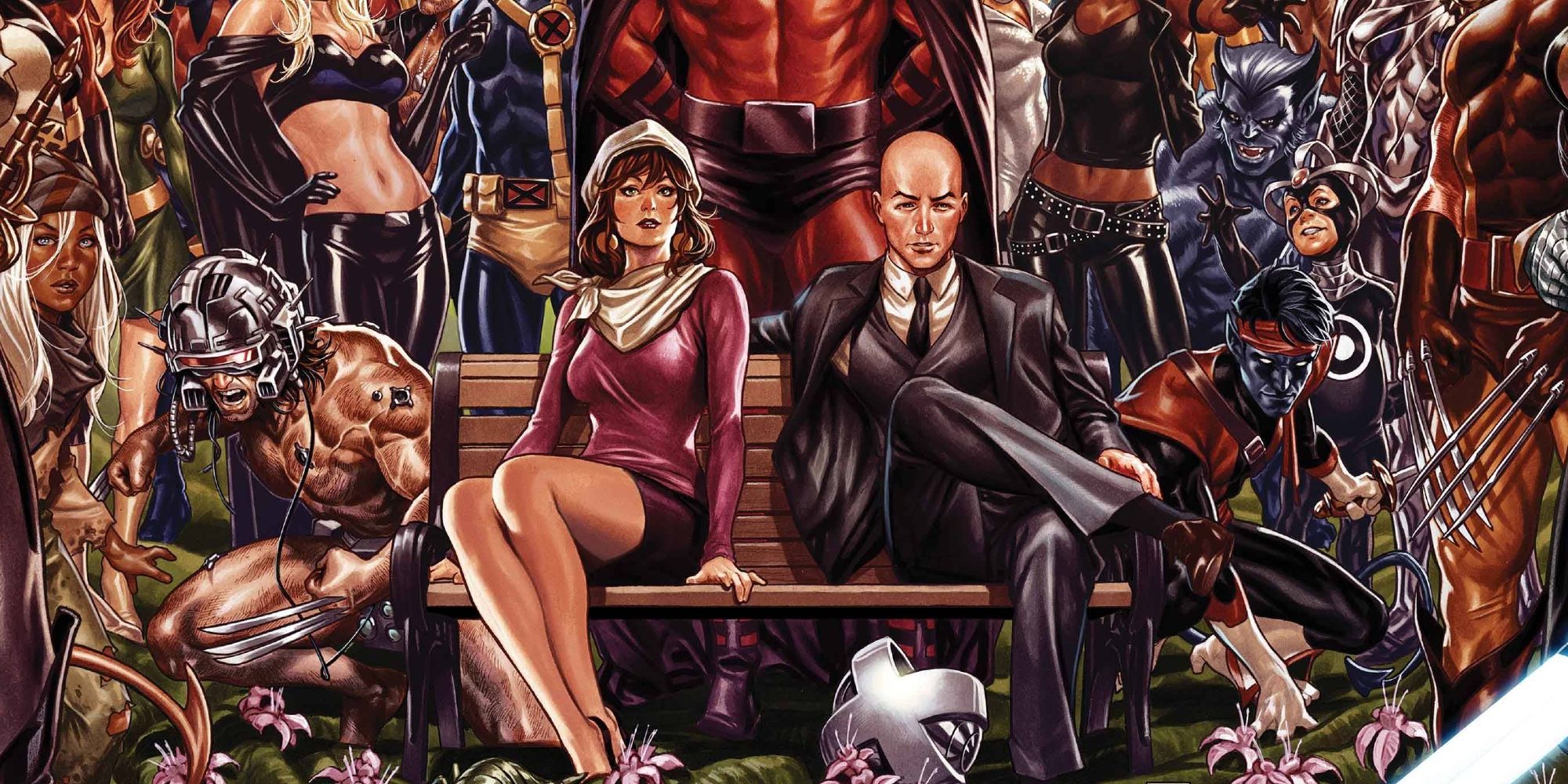 charles xavier and moira mctaggart in mark brooks house of x powers of x teaser art