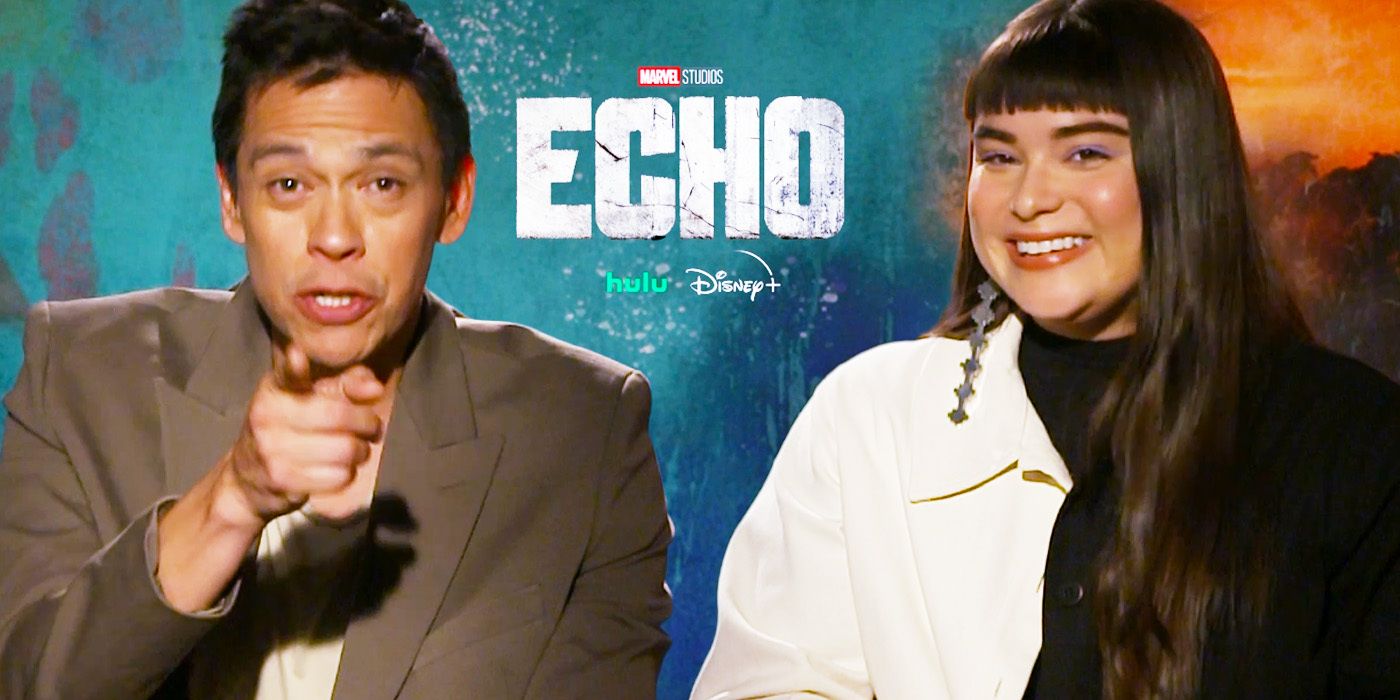 Edited image of Chaske Spencer & Devery Jacobs during Echo interview
