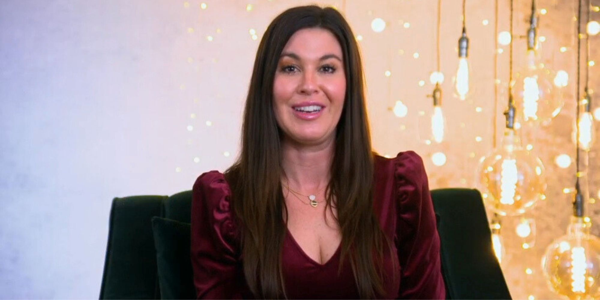 Chloe Brown Married at First Sight Season 17 in red velvet top for interview
