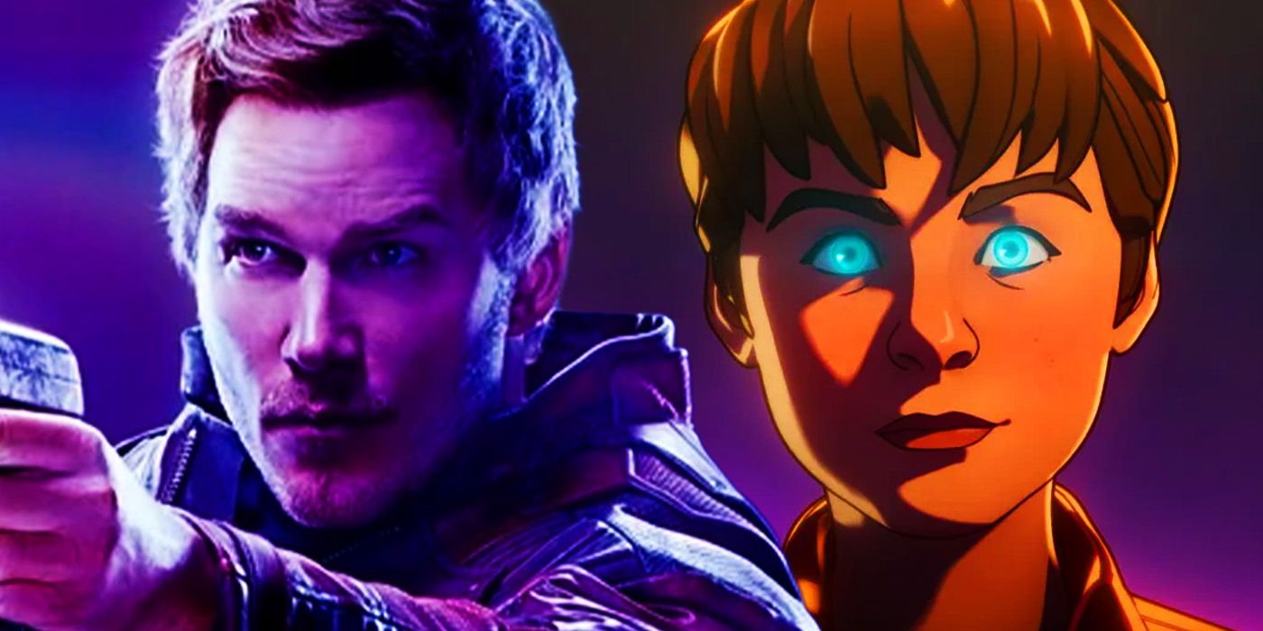 Chris Pratt's Star-Lord in the MCU and young Peter Quill with Celestial powers in What If...? season 2