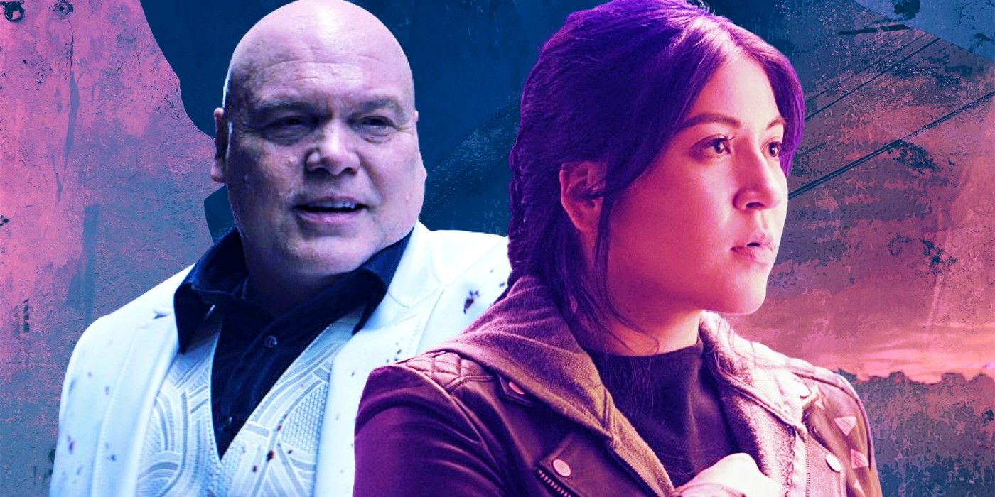 Composite of Vincent D'Onofrio As Kingpin And Alaqua Cox As Maya Lopez In Marvel's Echo