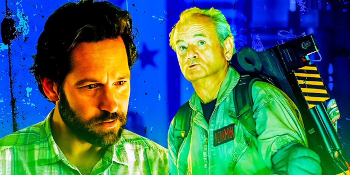 Custom image of Paul Rudd's Gary in Ghostbusters Afterlife and Bill Murray's Venkman in Ghostbusters Frozen Empire
