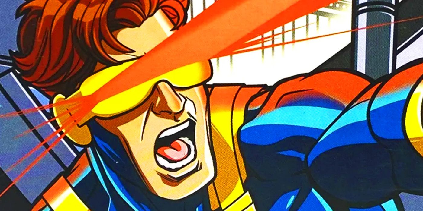 Cyclops shooting concussive blasts in Marvel Comics