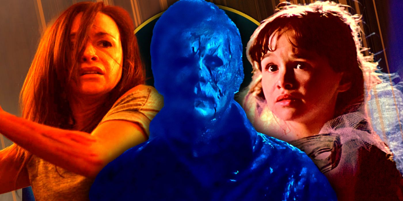 Danielle Harris as Annie and Jamie looking scared at Michael Myers in Halloween Exclusive header