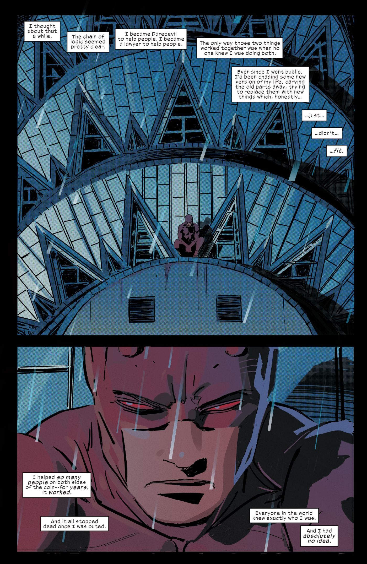 Daredevil #17, Daredevil Contemplates Getting His Secret Identity Back