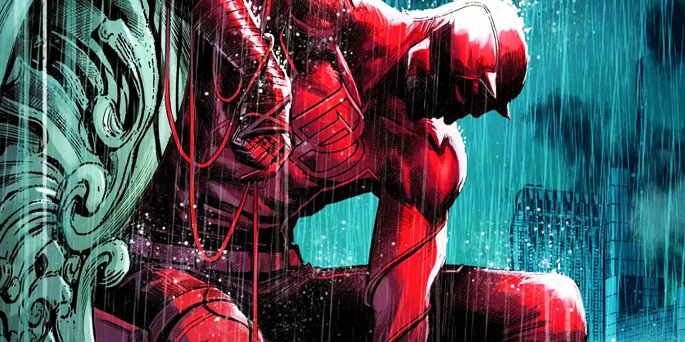 Daredevil in the rain in the reign of the Devil of Marvel Comics