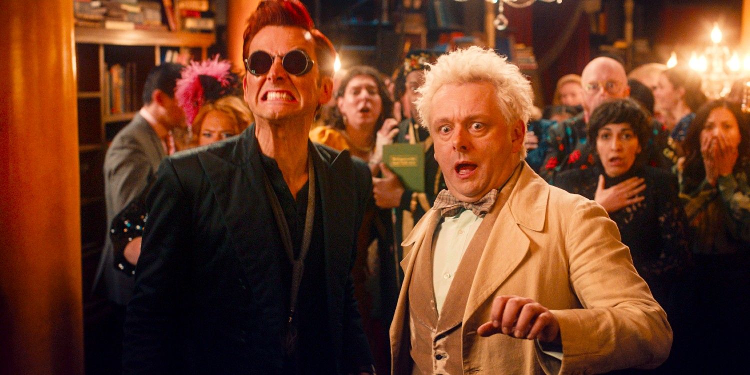 David Tennant's Crowley disgusted and Martin Sheen's Aziraphale shocked in Good Omens season 2