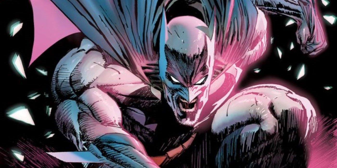 Detective Comics #1084, com cacos de vidro e Batman gritando, muito irritado