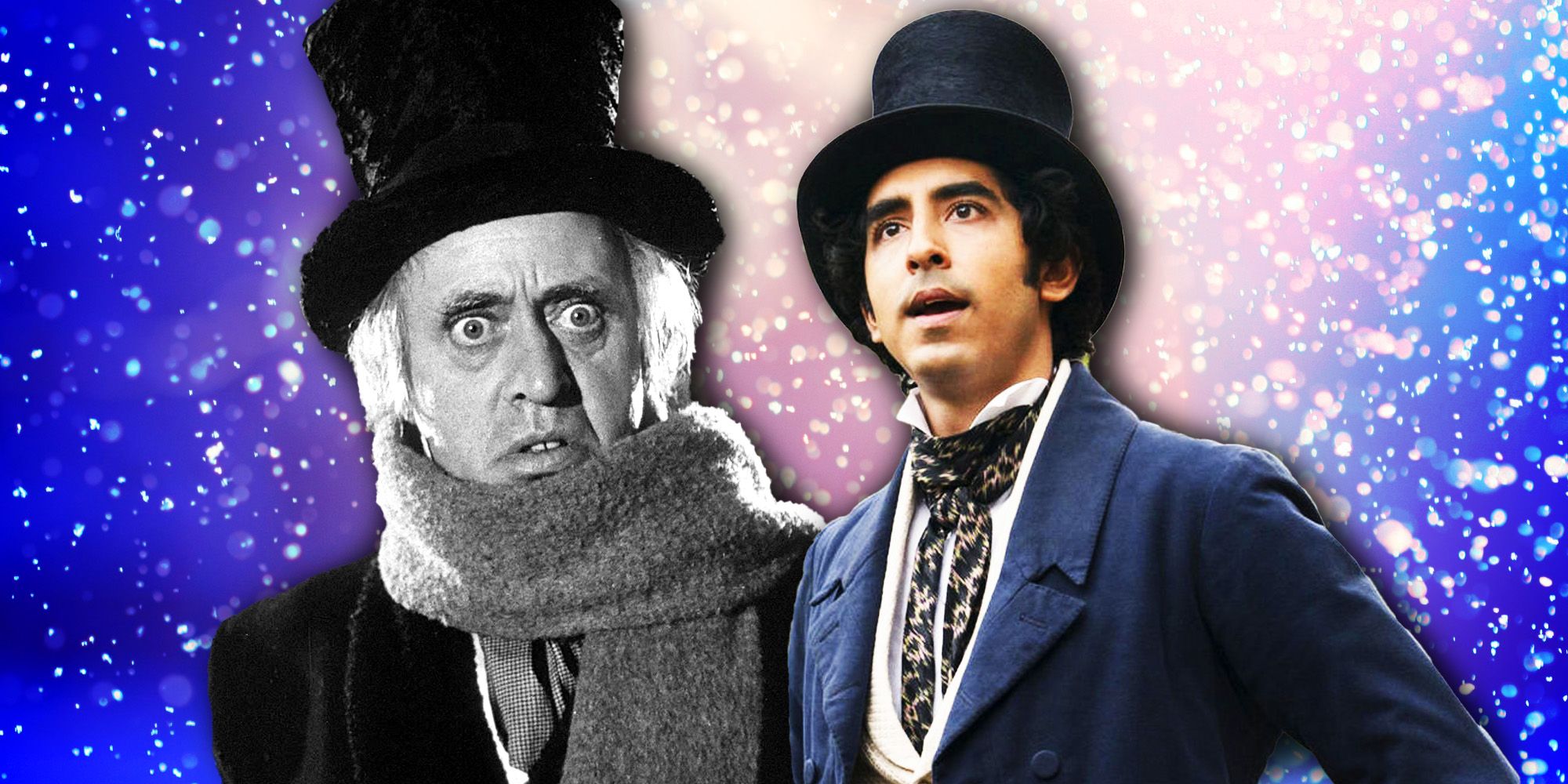 Dev Patel from 2019's A Personal History of David Copperfield, and Alastair Sim from 1951's A Christmas Carol
