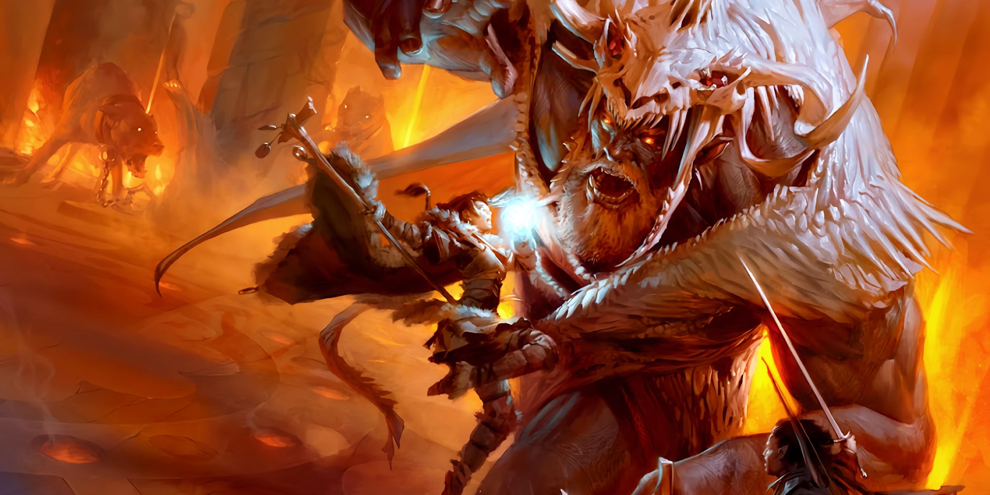 Cover art from the 5e DnD Player's Handbook, featuring characters battling a fire giant.
