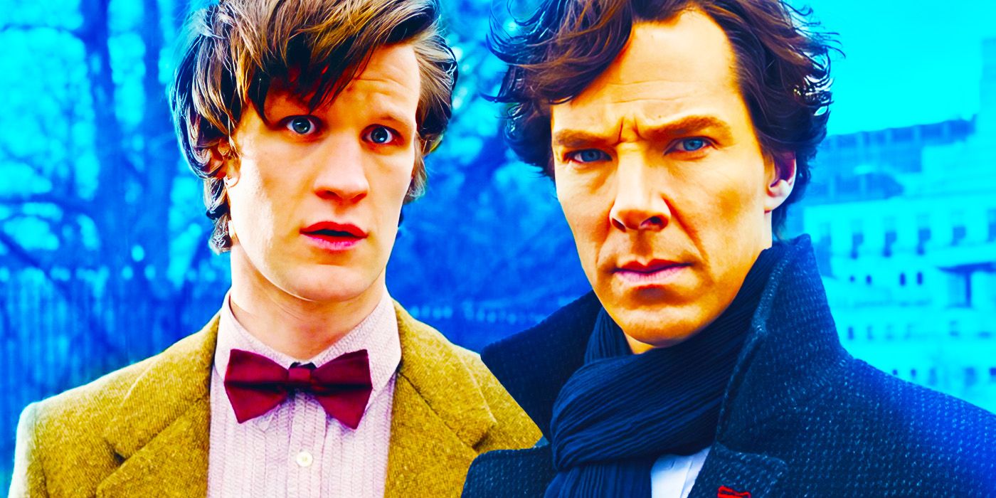 Matt Smith as the Eleventh Doctor and Benedict Cumberbatch as Sherlock Holmes from Doctor Who and Sherlock