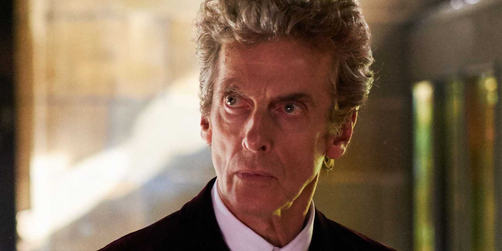 Peter Capaldi as the Twelfth Doctor looking concerned in the Doctor Who episode Heaven Sent.