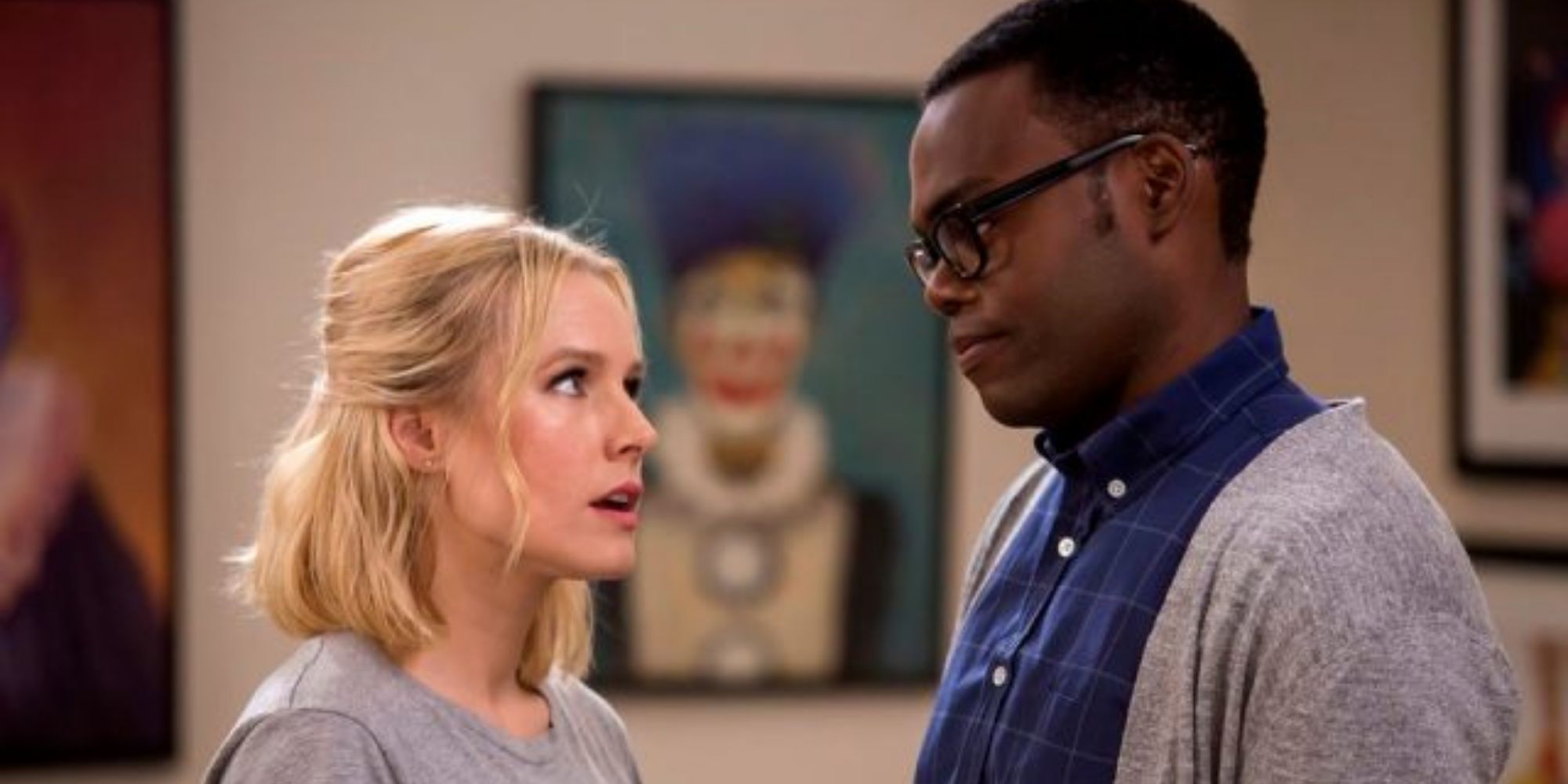 Eleanor and chidi talking in The Good Place