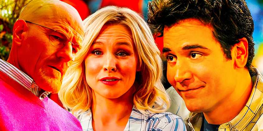 Composite of Bryan Cranston in Breaking Bad, Kristen Bell in The Good Place, and Josh Radnor in How I Met Your Mother