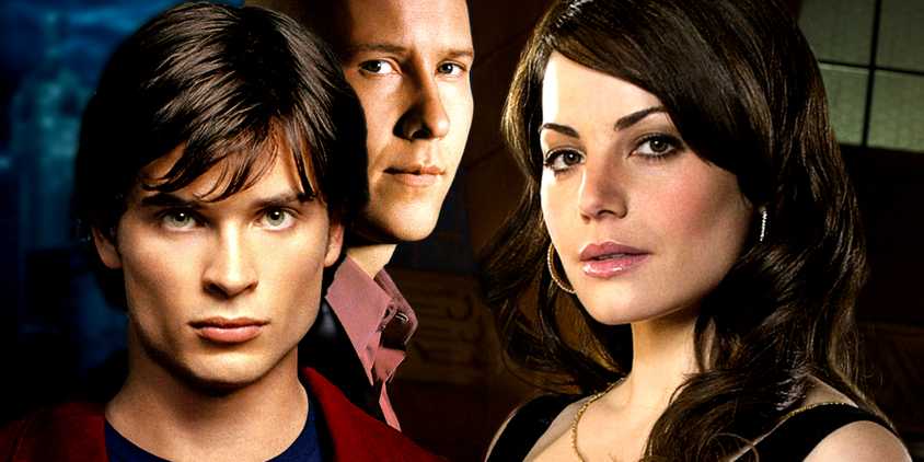 Erica Durance as Lois Lane in Smallville Season 5 with Tom Welling and Michael Rosenbaum