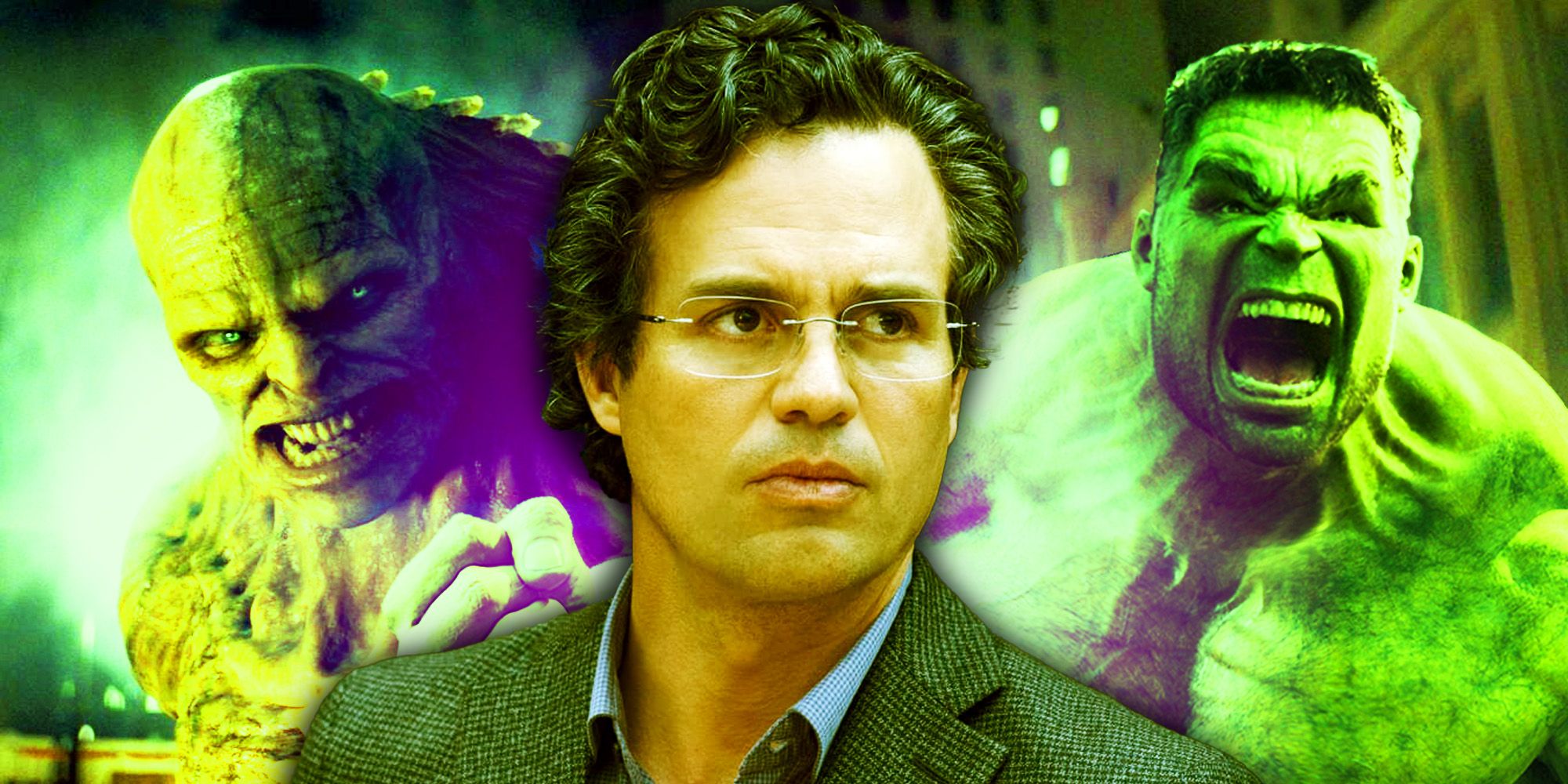 Abomination, Bruce Banner, and The Hulk in the MCU.
