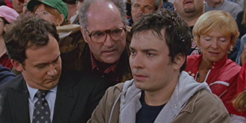 fever pitch jimmy fallon sweating and frustrated in the crowd