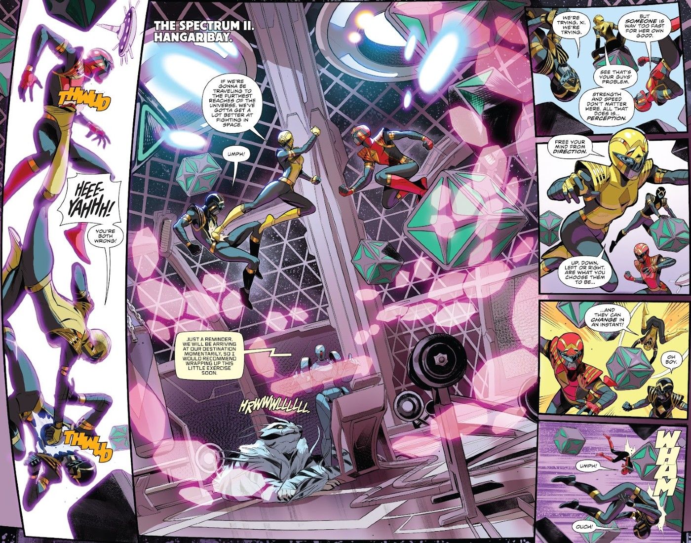 Power Rangers #1, former Mighty Morphin Power Rangers Zack Trini and Jason train as the Omega Rangers