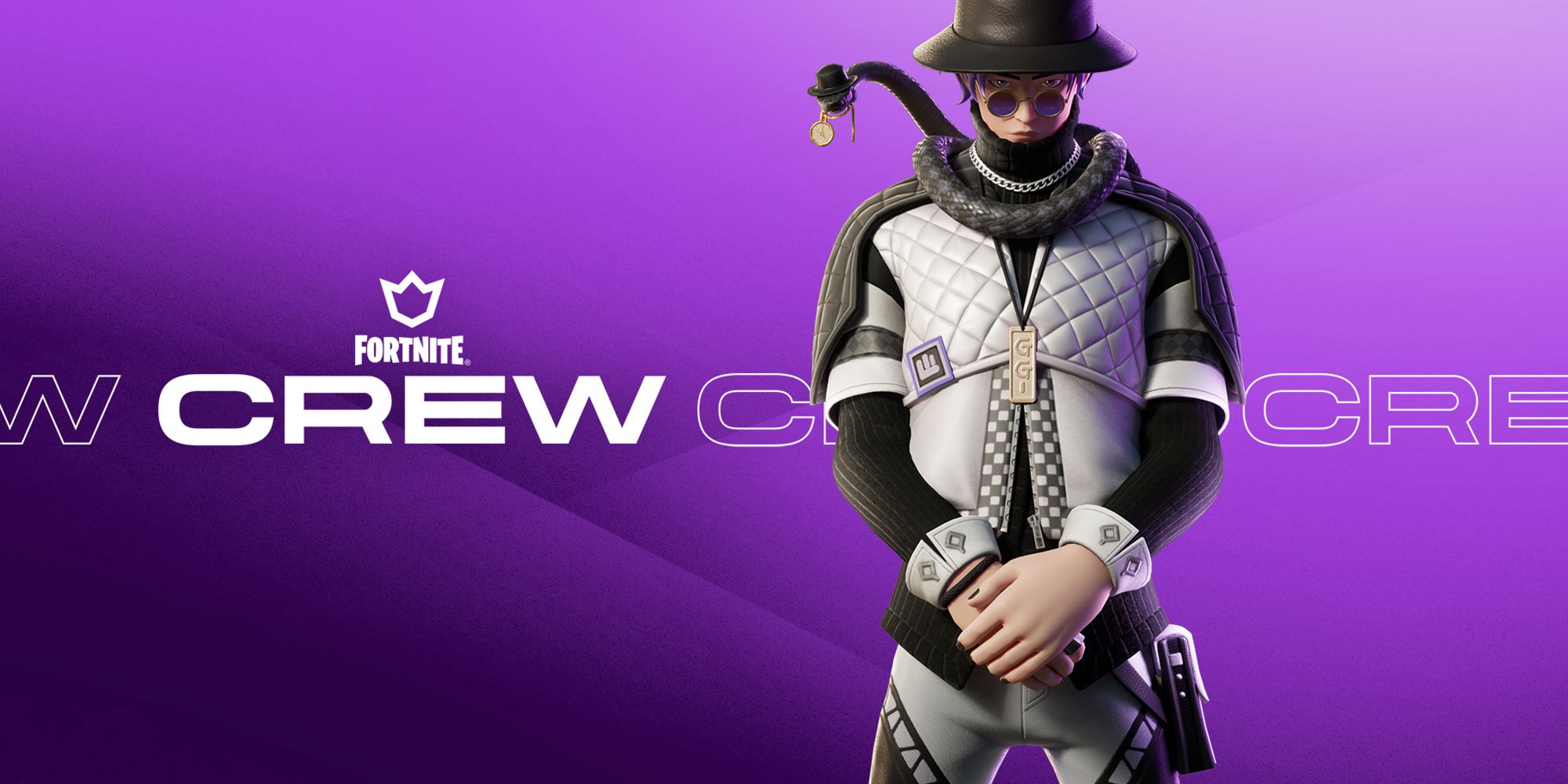 Fortnite January 2024 Crew Pack Official Art Featuring Silas Hesk On Purple Background