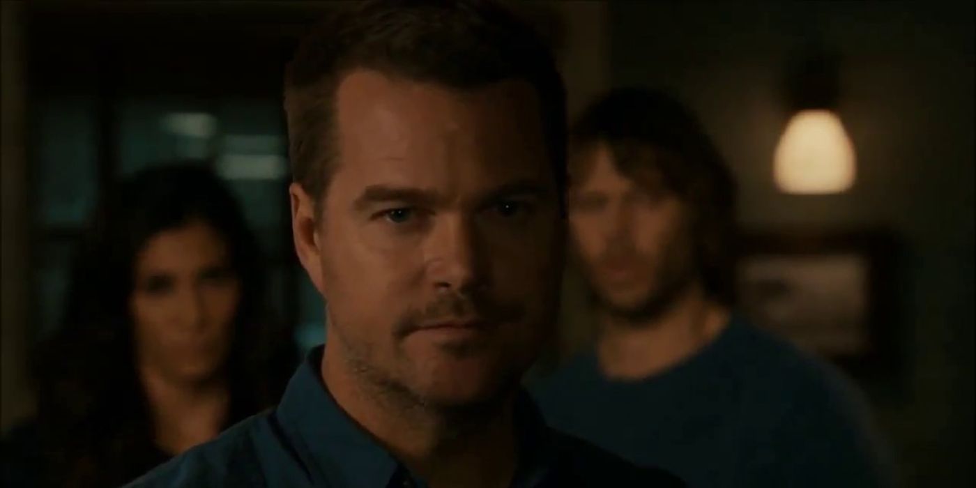 G. Callen (Chris O'Donnell) looking stern in the NCIS LA season 9 finale.