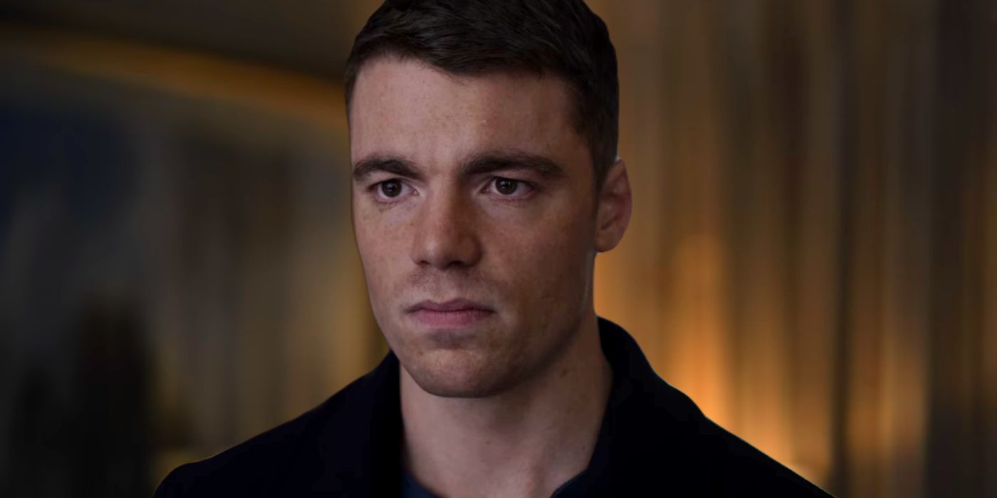 Gabriel Basso as Peter Sutherland Looking Grim in The Night Agent Season 1