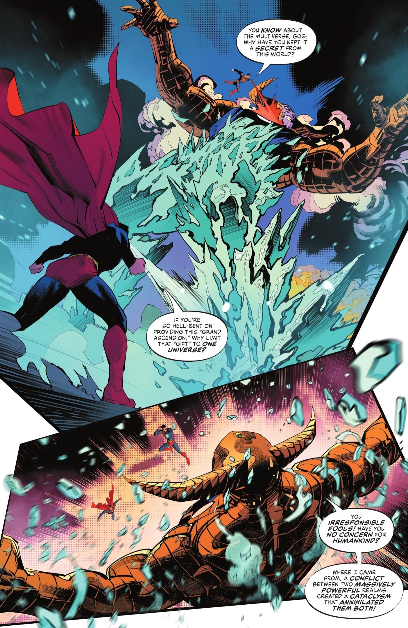 Batman/Superman: World's Finest #23, Gog explains why he hates the Multiverse