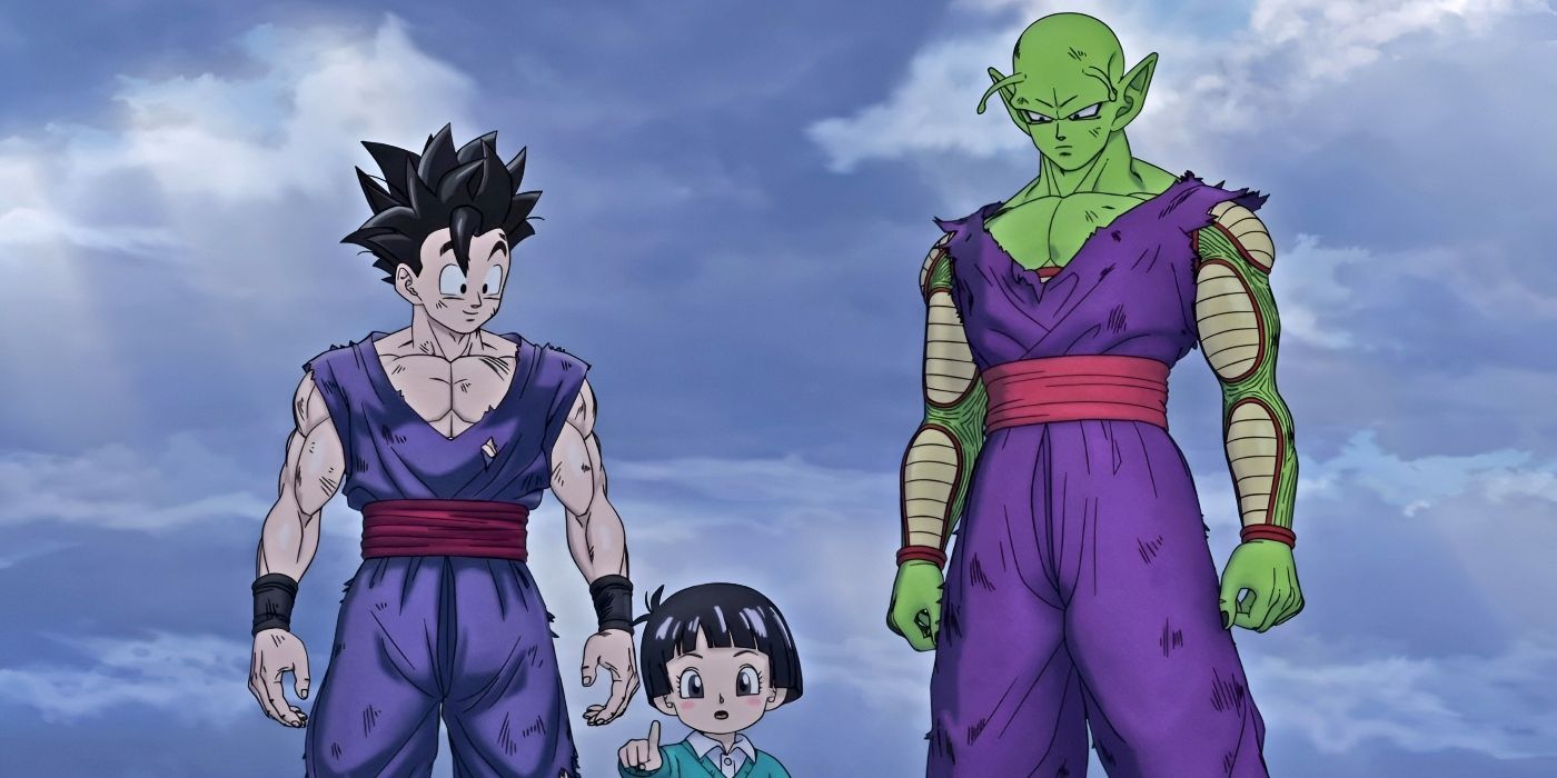 Gohan e Piccolo se reencontram com Pan após lutar contra Cell Max em Dragon Ball Super: Super Hero.