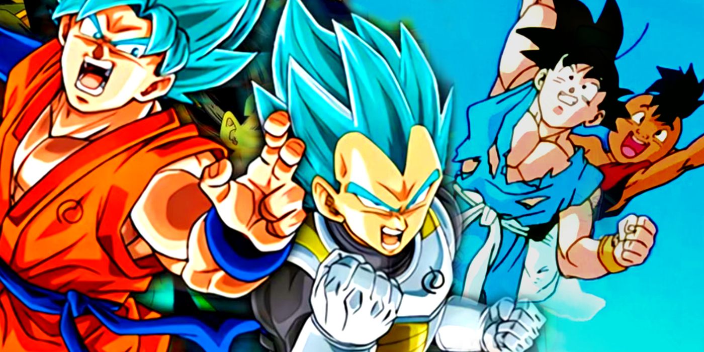 Goku and Vegeta Super Saiyan Blue and Goku and Uub from Dragon Ball Z finale