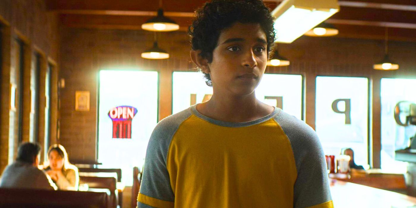 Grover (Aryan Simhadri) stands in a diner in Percy Jackson episode 5