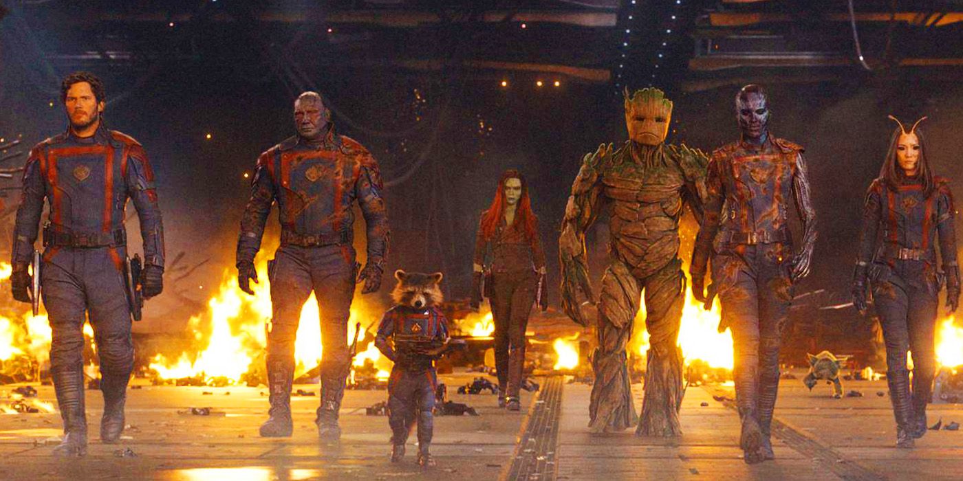Guardians of the Galaxy walking to attack the High Evolutionary in Vol. 3