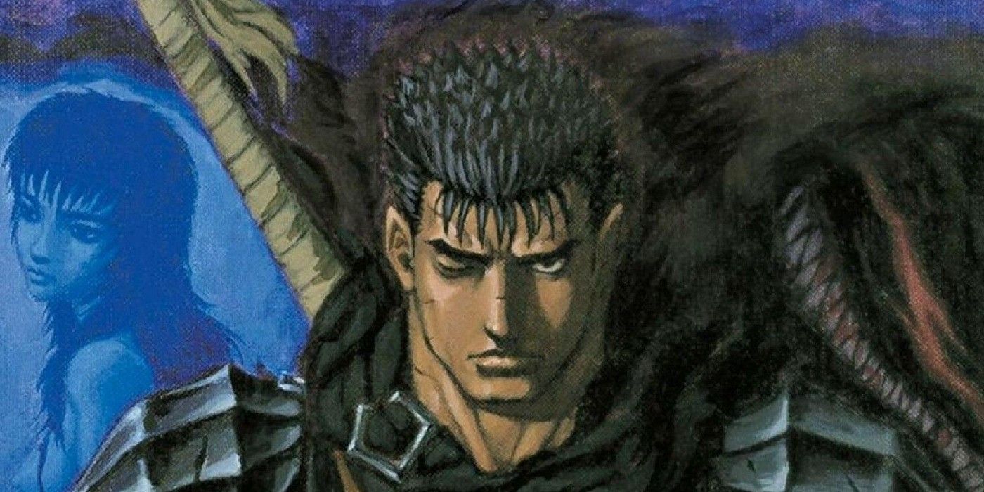 Guts on a full-color Berserk Cover art for the manga, illustrated by Kentaro Miura.