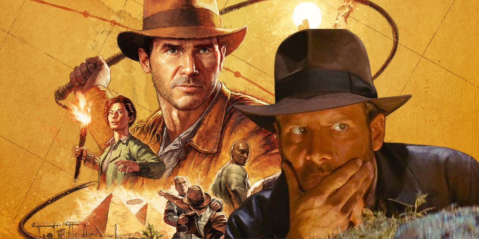 Harrison Ford In Front Of Art For Indiana Jones The Great Circle Game