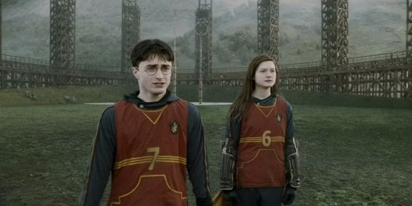 Harry and Ginny playing Quidditch in Harry Potter and the Half Blood Prince