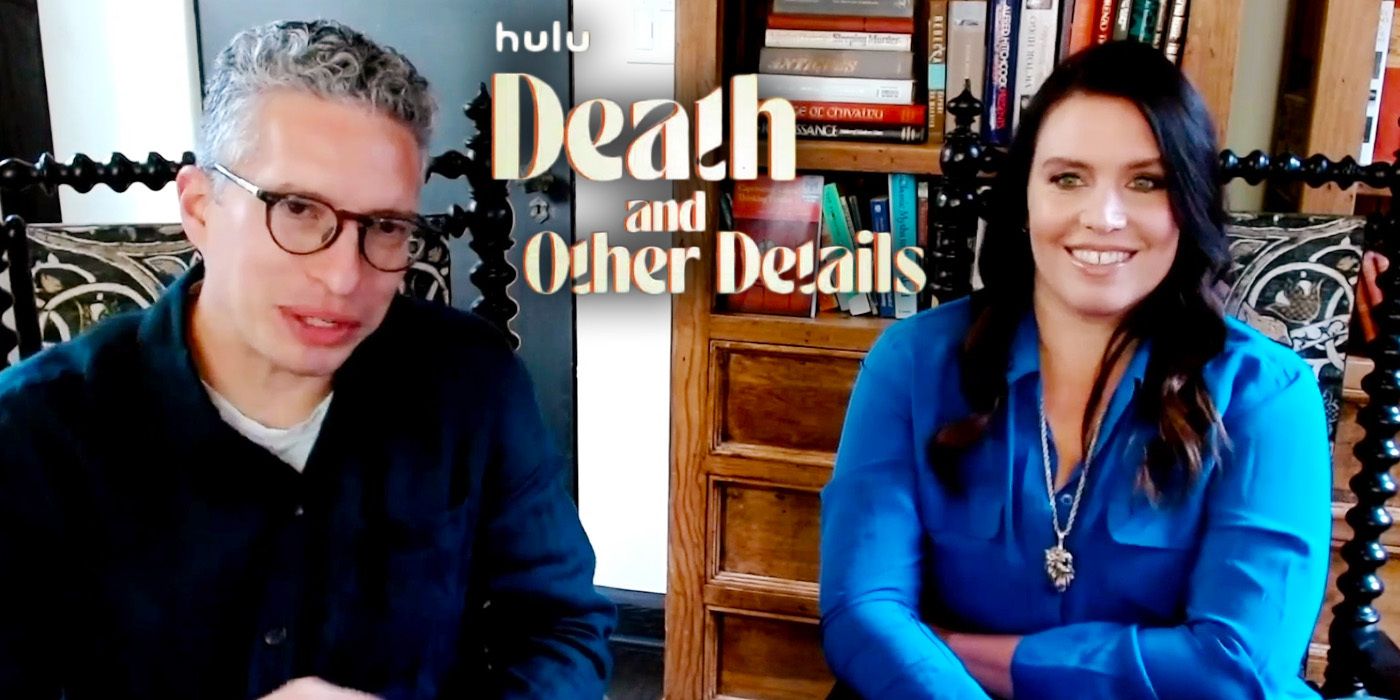 Edited image of Heidi Cole McAdams and Mike Weiss during Death And Other Details interview
