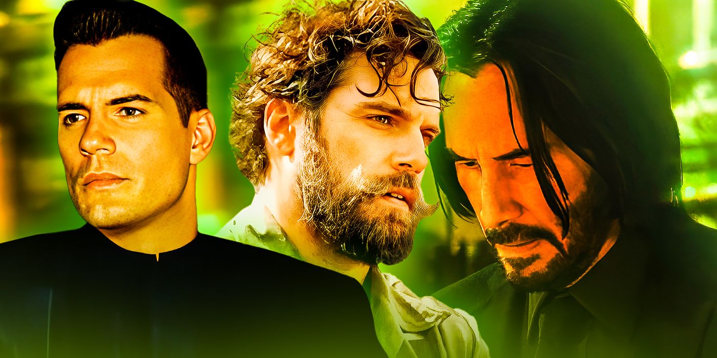 Henry Cavill in Argylle and The Ministr of Ungentlemanly Warfare and Keanu Reeves as John Wick from John-Wick 4