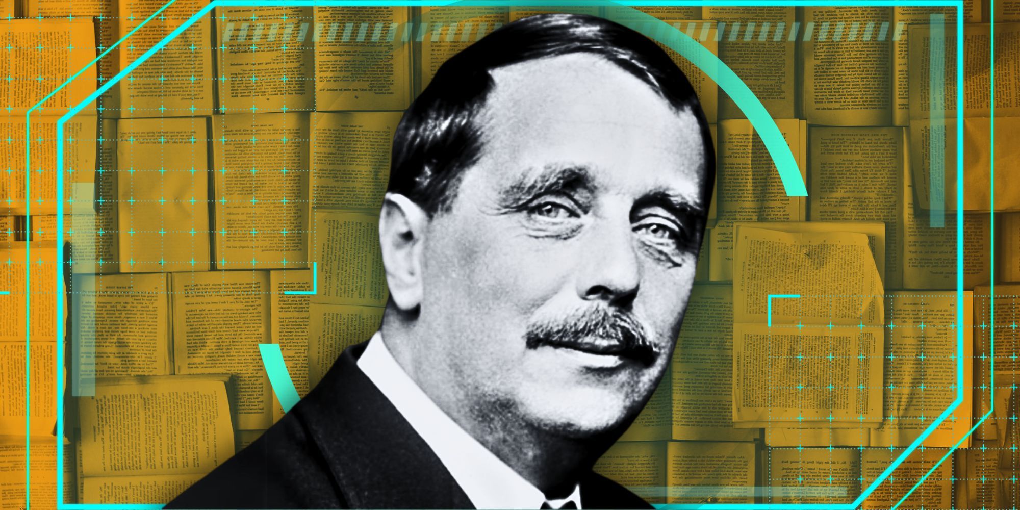 H.G. Wells on a stylized background