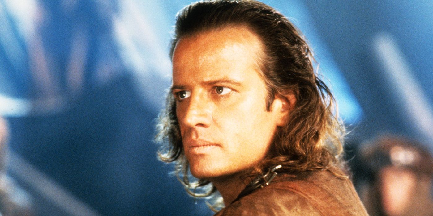 Highlander 2 Connor MacLeod starring at something with intensity offscreen