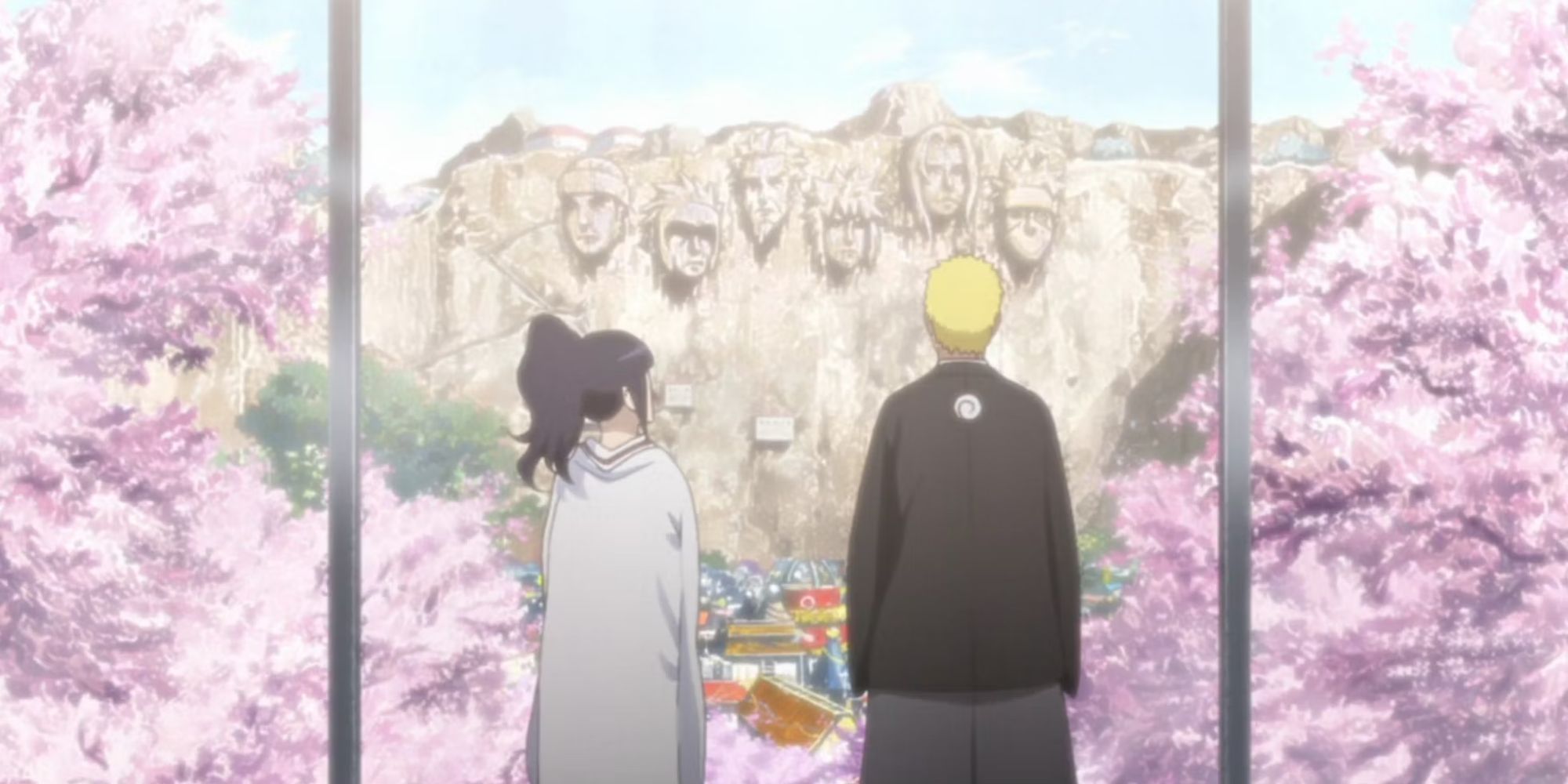 Hinata And Naruto On Their Wedding Day looking at Hokage mountain