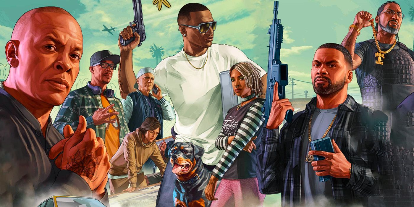 GTA Online Art with Many Characters Both from the Story Missions and Individual Customization Art