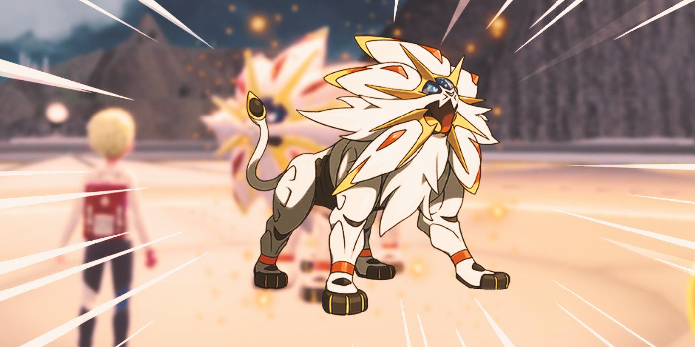 Solgaleo from Pokémon Scarlet and Violet roars angrily.