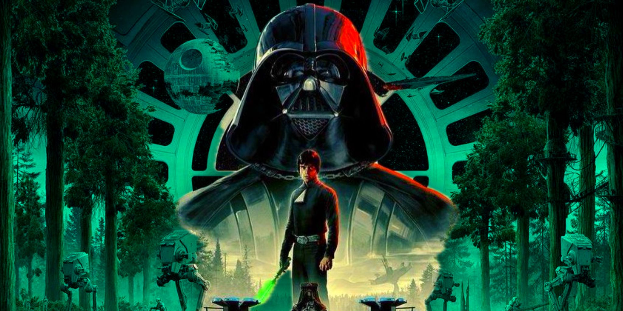 Darth Vader and Luke Skywalker in Star Wars' Return of the Jedi 40th anniversary poster