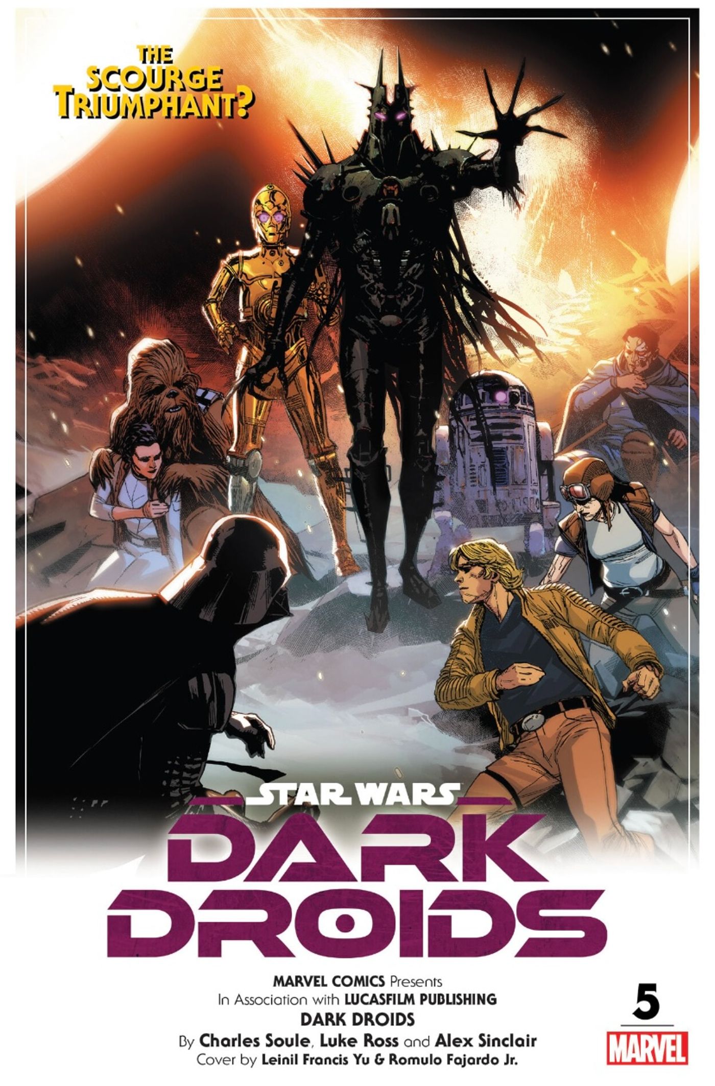 Dark Droids #5 main cover by Leinil Francis Yu, homage to original Star Wars film poster