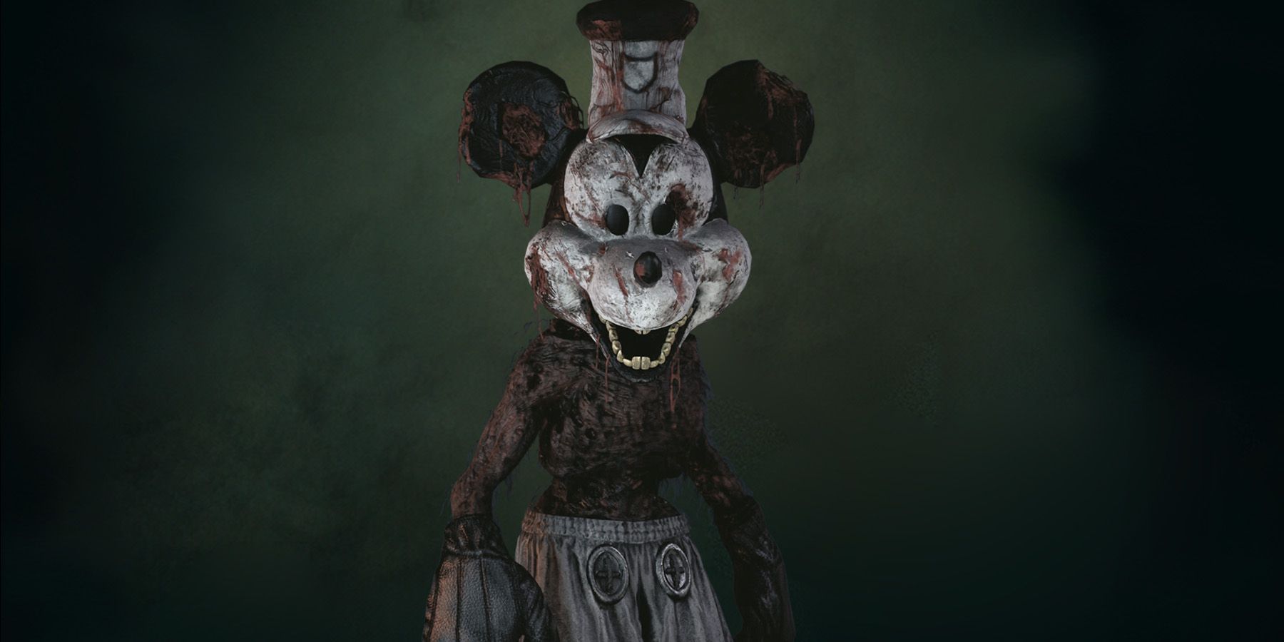 Mickey Mouse as he appears in Infestation 88, with a horror-oriented version of his Steamboat Willie look.