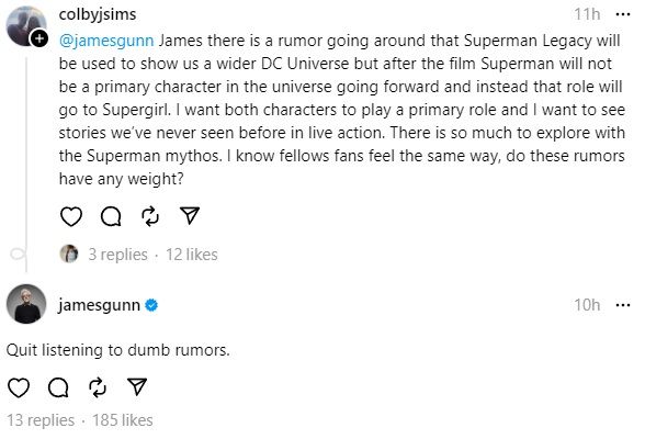 James Gunn Responds To Superman Replacement DCU Rumors