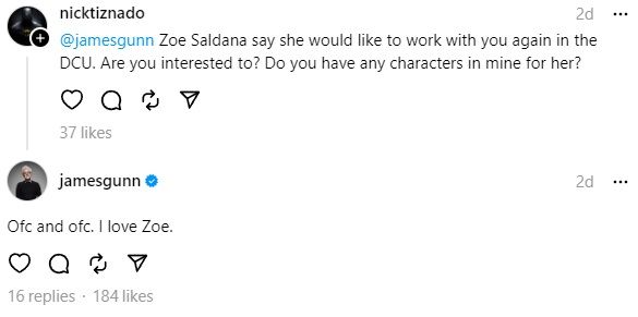 James Gunn Asked About MCU Star Zoe Saldana In The DC Universe