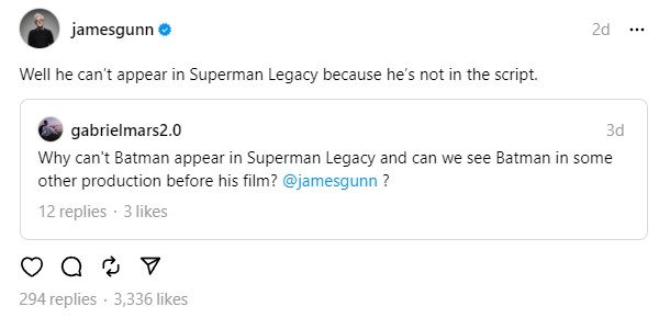 James Gunn Confirms No Batman In Superman: Legacy