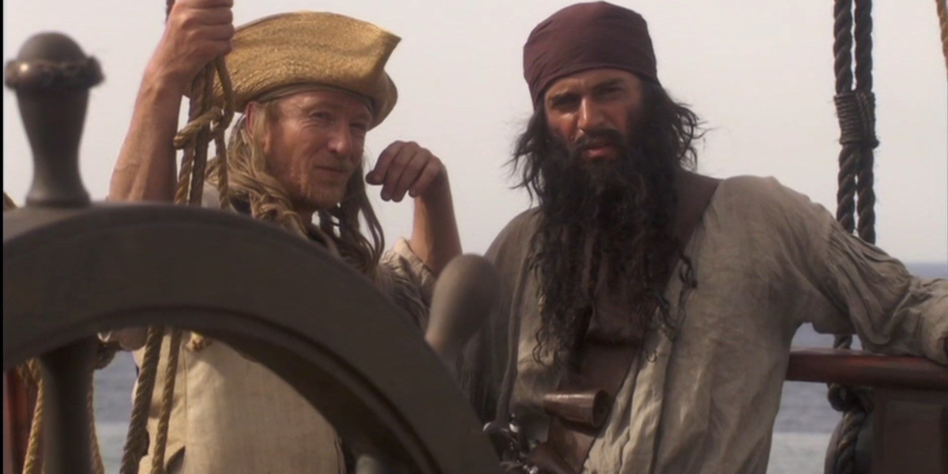 James Purefoy at the ships wheel in Blackbeard: Terror at Sea (2006)