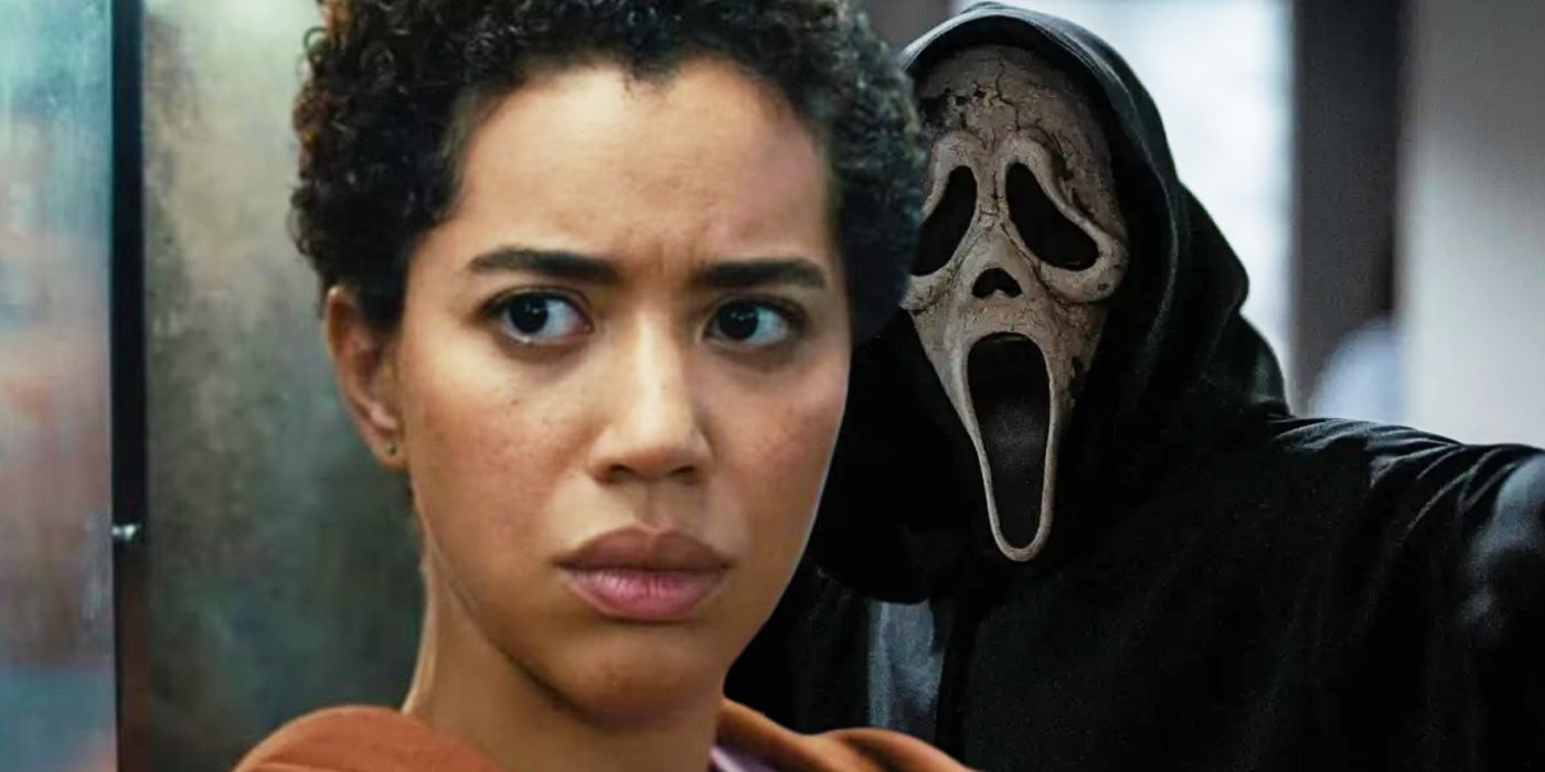 Jasmin Savoy Brown as Mindy juxtaposed with Ghostface in Scream 6